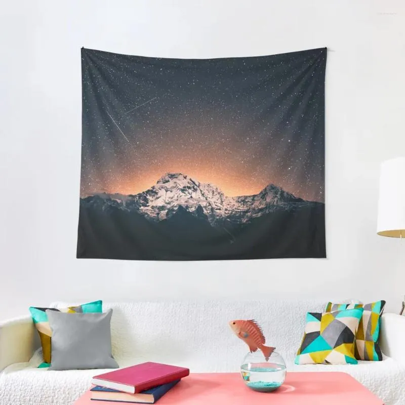 Wandteppiche Star Mountain Milky Way Night Tapestry Wanddekoration Hängende Schlafzimmer Ästhetik süßes Zimmer