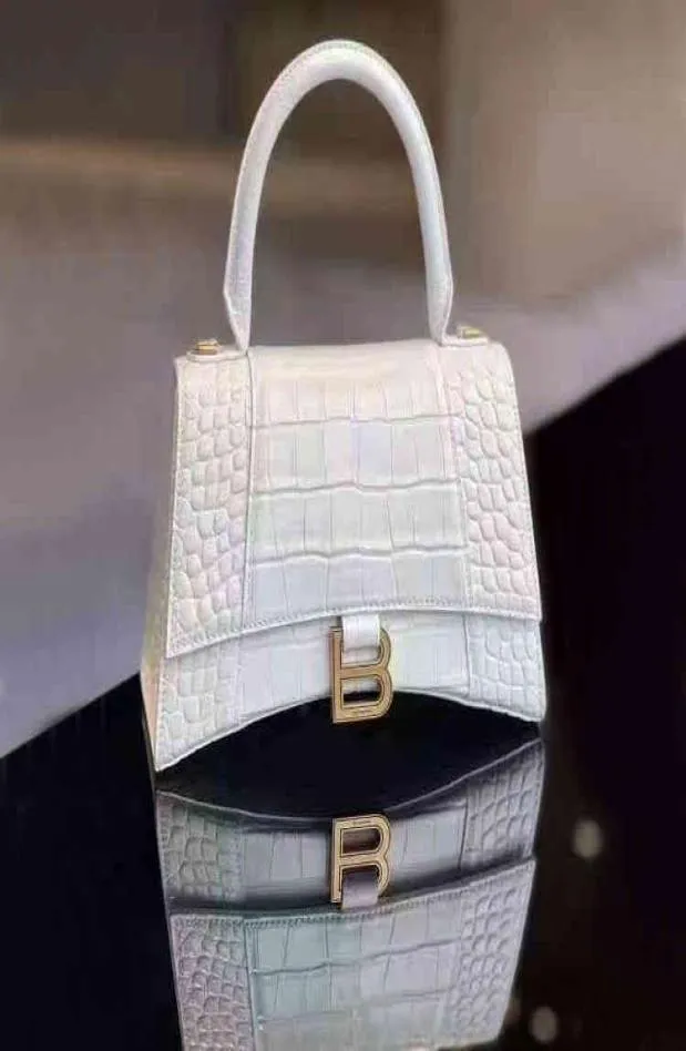 Sacs de luxe Head b en cuir Famille Crocodile sans sablier Light Light Ice White Femmes039s Single épaule Cross Carry4356170