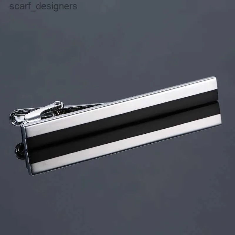 Tie Clips New Simple Metal Silvery Tie Clip For Men Wedding Necktie Tie Clasp Clip Gentleman Tie Bar square Tie Pin For Mens Gift Y240411