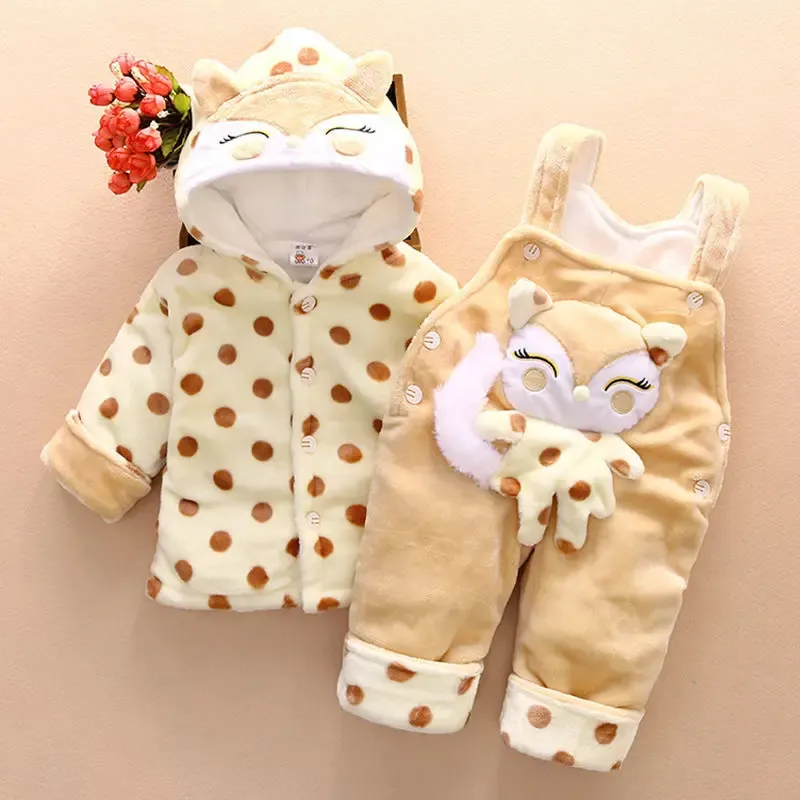 Broek peuter babykleding set winter baby jongens meisjes katoen warm pak voor baby kinderen casual fluwelen hoodies+slabib broek 2 stks pak