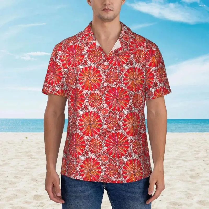 Men's Casual Shirts Hawaii Shirt Vacation Tribal Print Blouses Mandala Vintage Men Short Sleeve Harajuku Clothing