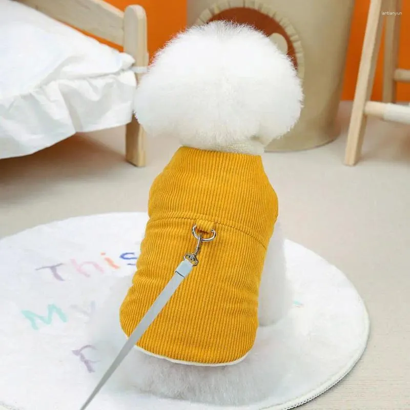 Vêtements pour chiens tissu doux manteau animal de compagnie veste en velours côtelé avec une fermeture de traction de fermeture en toison confortable pour chats chats