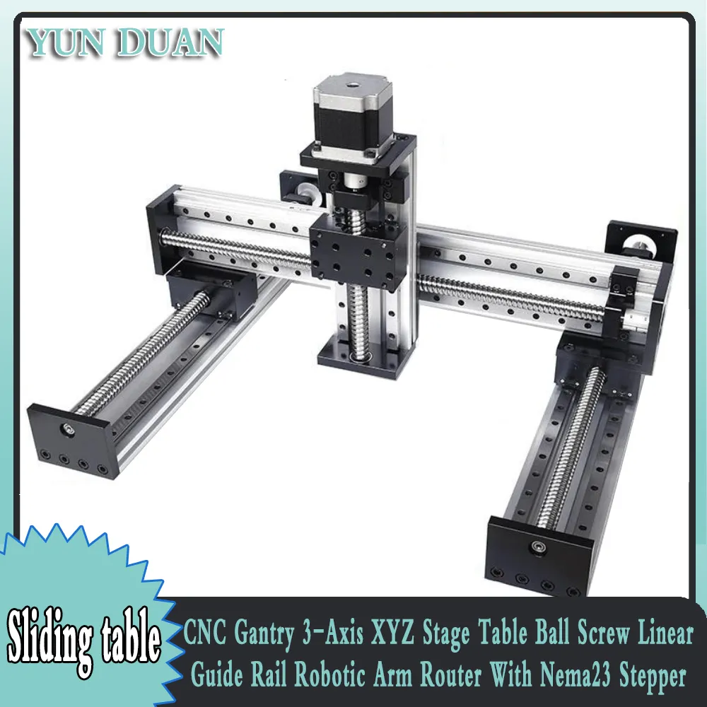 CNC GANTRY 3-AXIS XYZ Stage tafel Balschroef Lineaire geleiderrail Robotachtige armrouter met NEMA23 2NM STEPPER MOTOR DM556 AANSCHAP