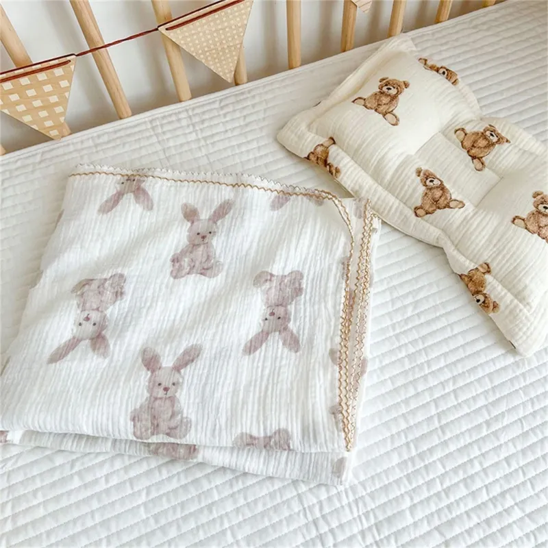 Baby-Swaddle-dekens zachte baby-quilt schattige cartoo print mousseline muslin swaddle deken pasgeborenen swaddling wrap ontvangende dekens