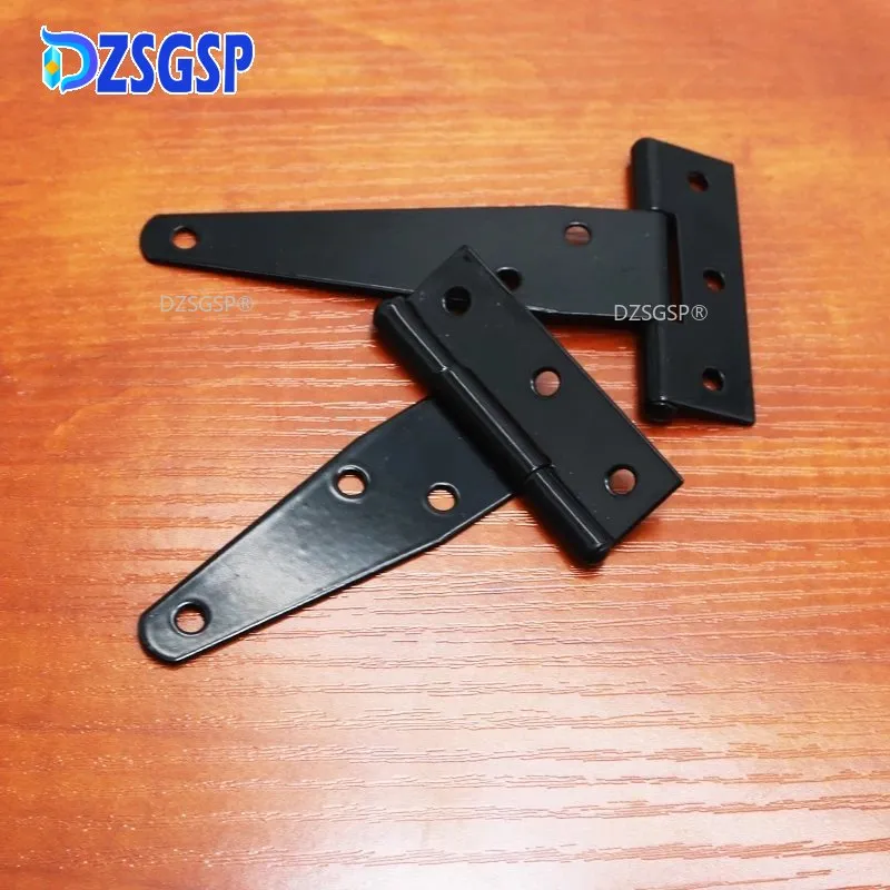 Dzsgsp 4 Inch T-Strap Hinges Rustic Gate Strap Hinge Rustproof Gate Door Black Hinges For Windows, Fence And Barn Gates