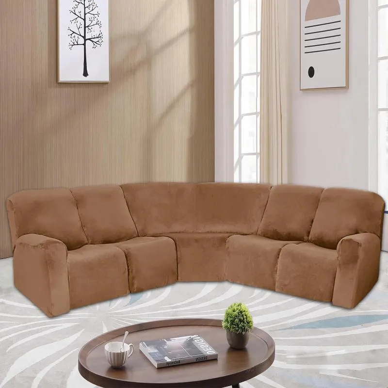 Cubiertas de silla de 7 piezas L Sofá de esquina reclinable de terciopelo de terciopelo para set de reclinamiento seccionador
