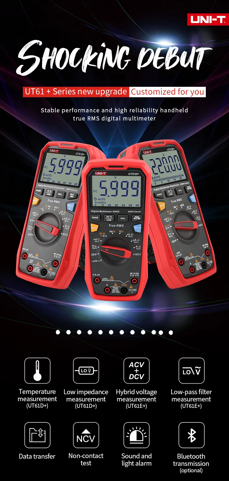 Wholesale UNI T UT61B+ UT61E+ UT61D+ Handheld Digital Multimeter Auto ...