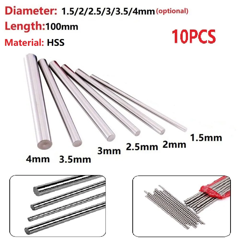 10pcs Bar ronde Srutkank Métrique HSS HSS High Speed Steel Rody Tool HSS Round Turning Tool Bar 1.5 / 2/2,5 / 3/3,5 / 4 mm