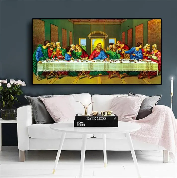 キャンバスの絵画最後の夕食イエスの肖像画の抽象クアドロスポスターとプリントリビングルームのキッチンルーム7342964の壁アートの写真