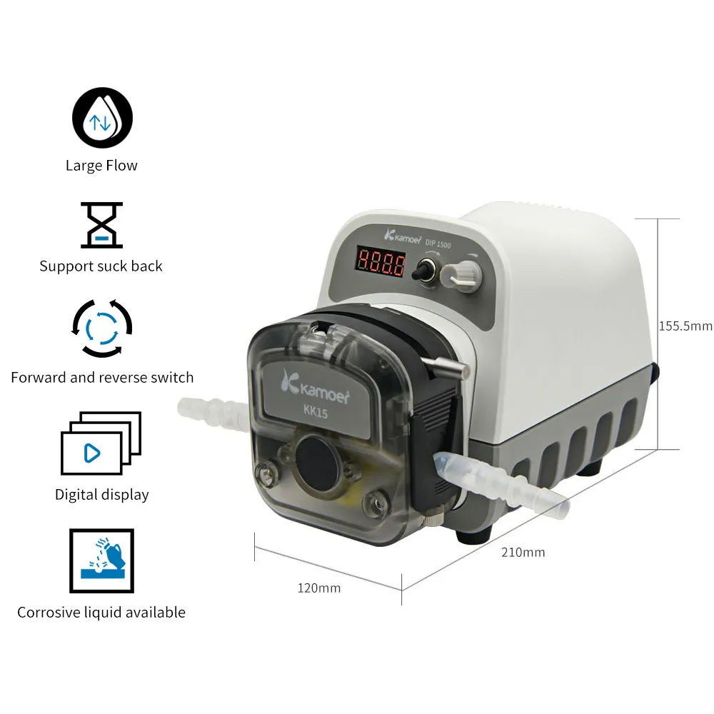 Kamoer DIP1500 Intelligent 24V Lab Peristaltic Pump with Stepper Motor, Long Life External Power for Liquid Transfer Laboratory