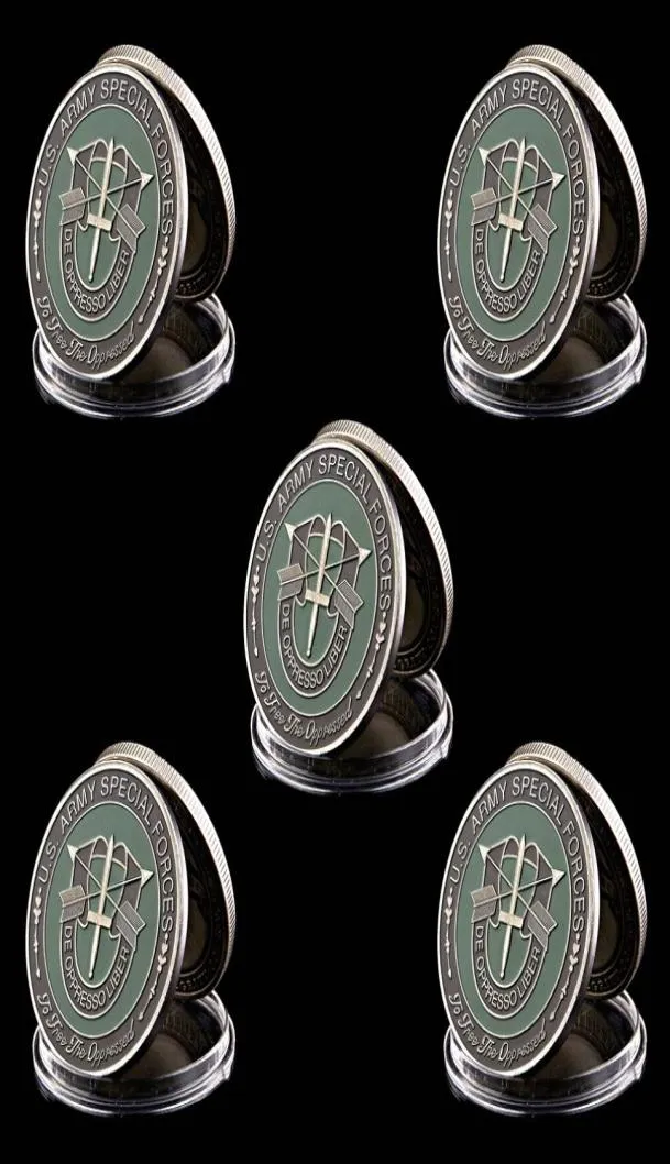 5pcs US America Army Craft Special Forces Nice Green Military Beret Metal Challenge Coin Collectibles2025945