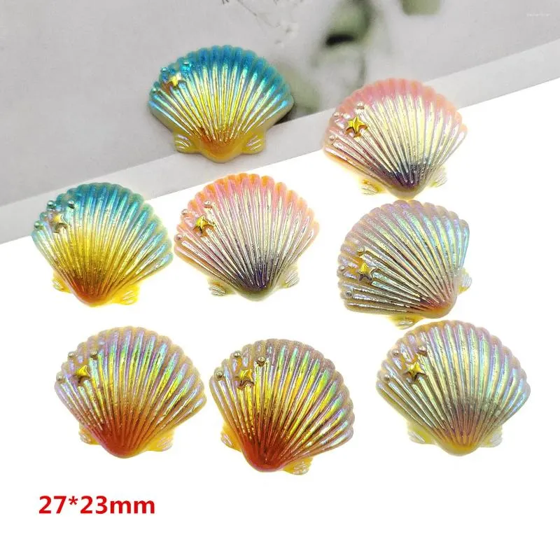 Figurines décoratives 20pcs / lot kawaii dos plat coloré ab coque de couleur avec étoile d'arrivée bricolage en résine cabochons accessoires