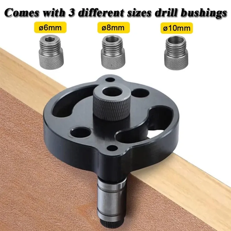 Upgraded Self-Centering Dowelling Jig 6/8/10mm Vertical Pocket Hole Jig Hole Puncher Locator Drill Guide Tools for Carpentry