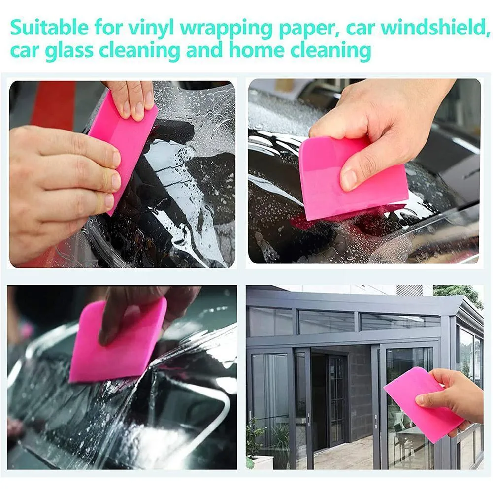 Rosa Schaber weicher Gummi -Autofenster Rakel Tint -Werkzeuge Wasserwrap Auto Vinyl Schaber Glaswischer Büro Home 2023 D3K8