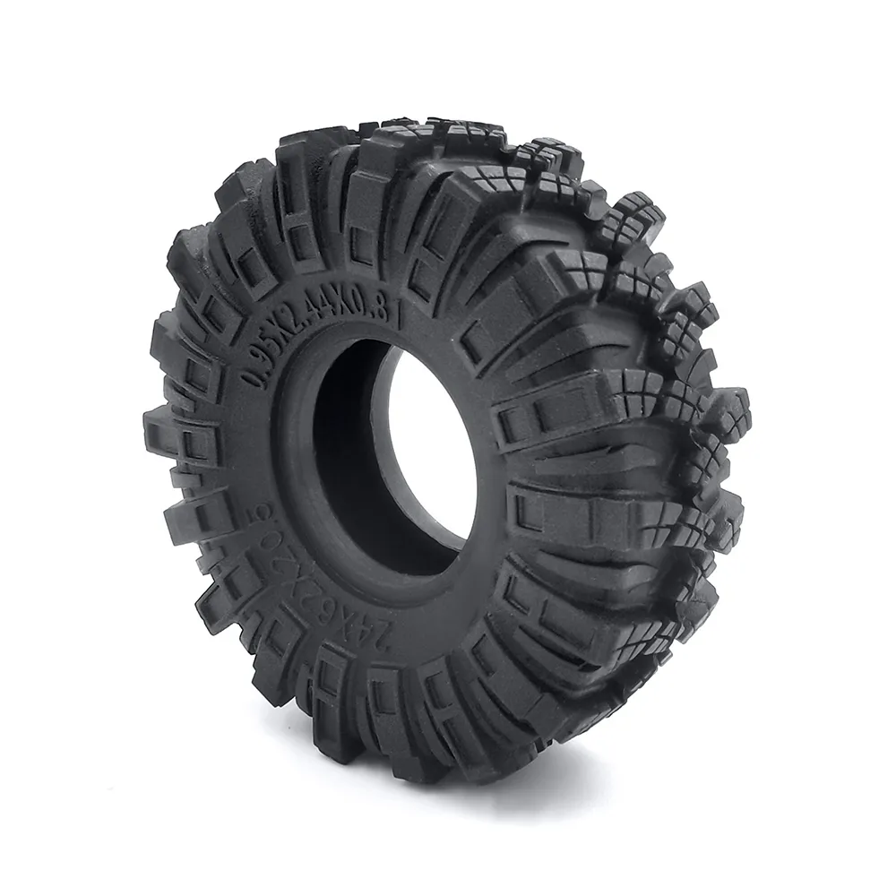 AIYIHOBBY 1.2" Beadlock Wheels & Tires Set (4) For 1/18 1/24 RC Crawlers - Soft Sticky Rubber, 62x24mm, Silver - Fits TRX4M, SCX24, FCX24