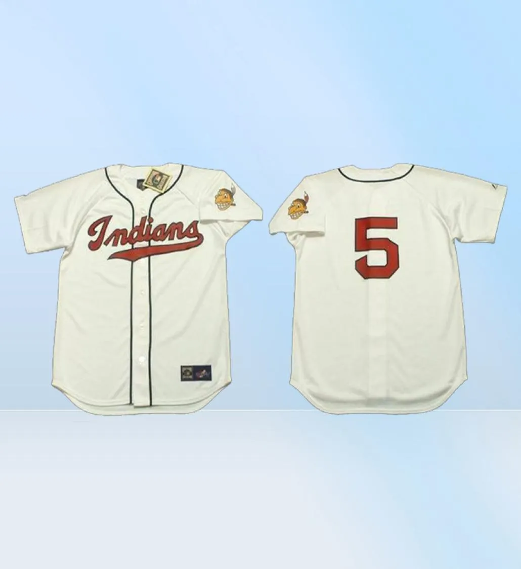 24 Early Wynn 14 Larry Doby 19 Bob Feller 7 Al Rosen 5 Lou Boudreau 21 Bob Lemon 29 Satchel Paige Baseball Jersey Stitch2960981