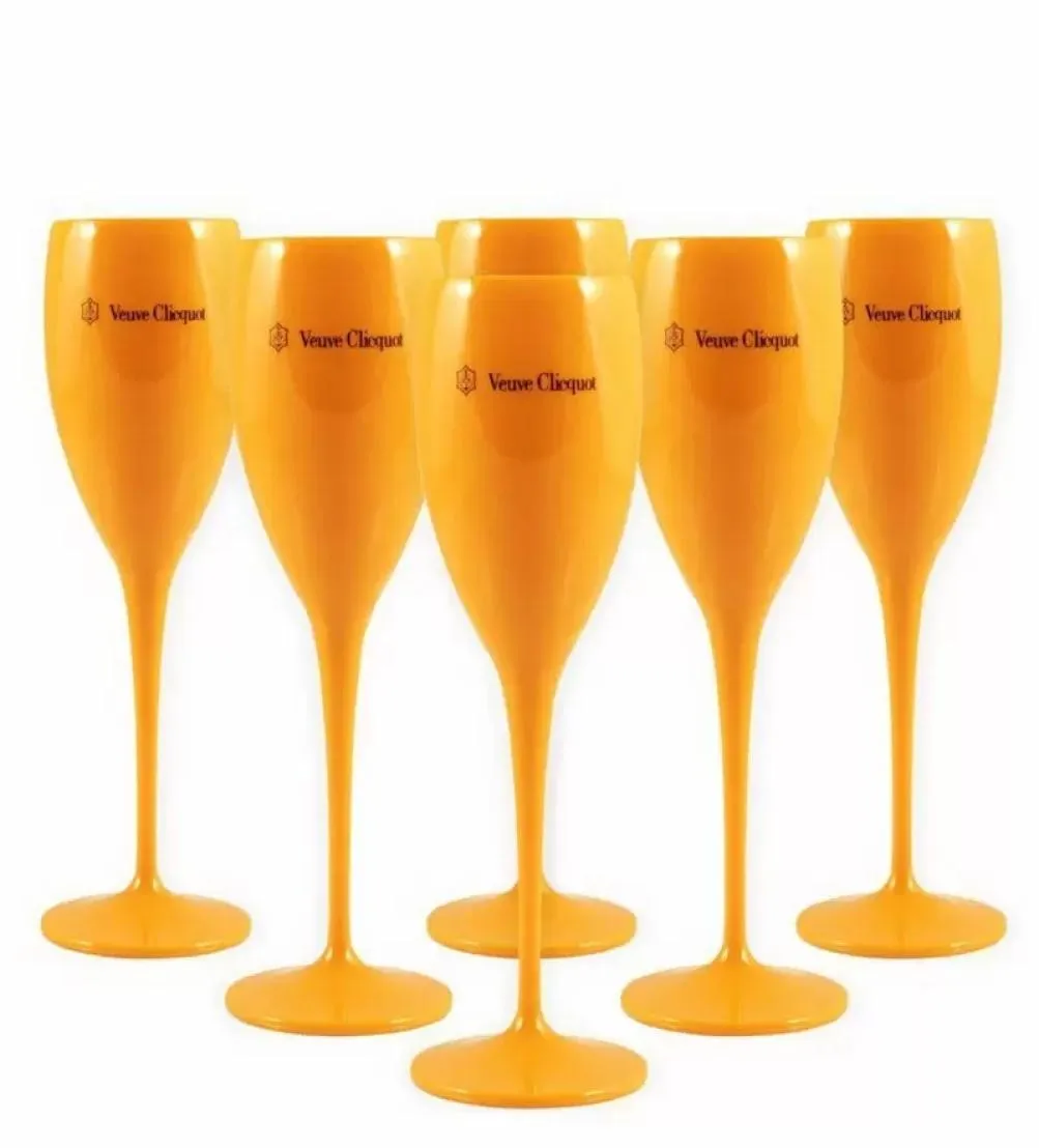 Moet Cups Acrylic Unbreakable Champagne Wine Glass 6PCSオレンジ色のプラスチックシャンパンフルートアクリルパーティーワイングラスモーエットシャンドン7362344