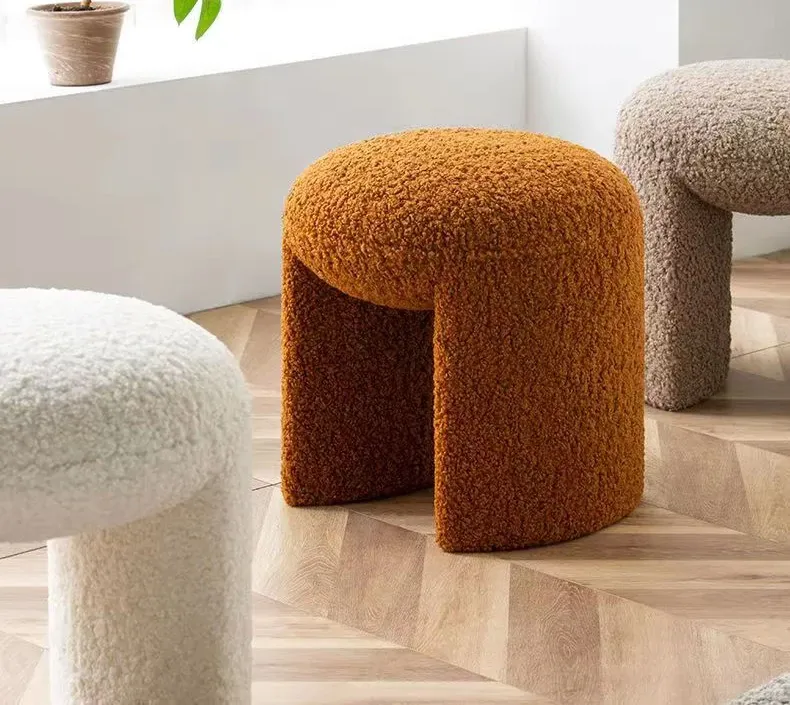Get Set Style Vanity Stool Chair,Modern Leather Ottoman Foot Stool With Wooden Legs Sofa Bench Footstool Extra Seat For Vanity,Makeup Room,Living Room, Entryway,Office (Fully Assembled