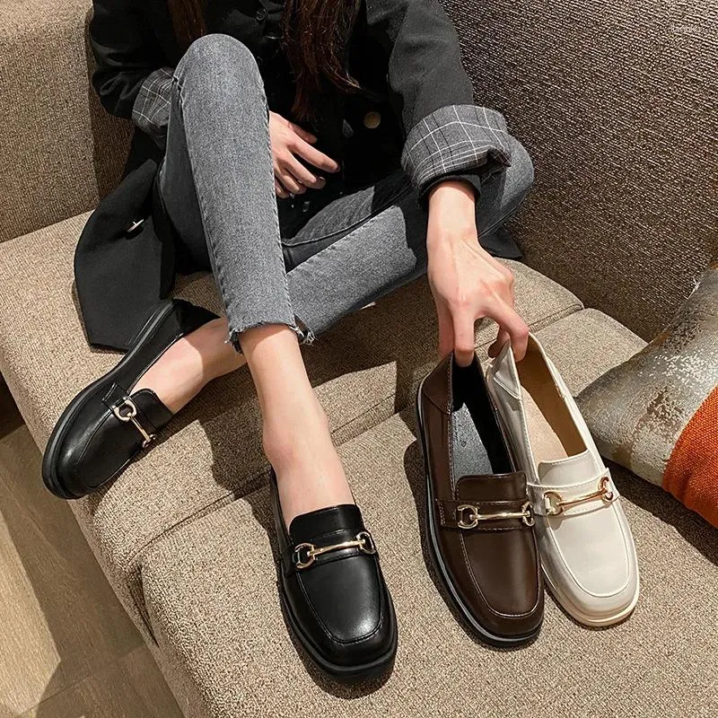 Casual Shoes Spring/Autumn 2024 Women Fashion Loafers Round Toe Platform Solid Slip-on Plus Size 43