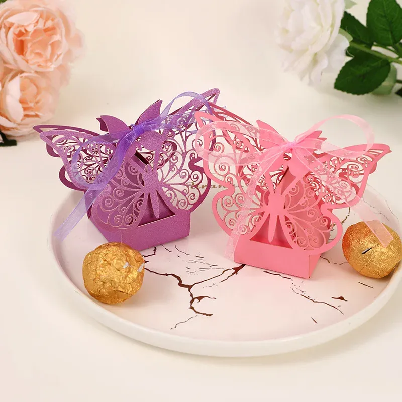 20/50 pezzi Laser Hollo Hollo Butterfly Boxes Wedding Candy Chocolate Box Bombal