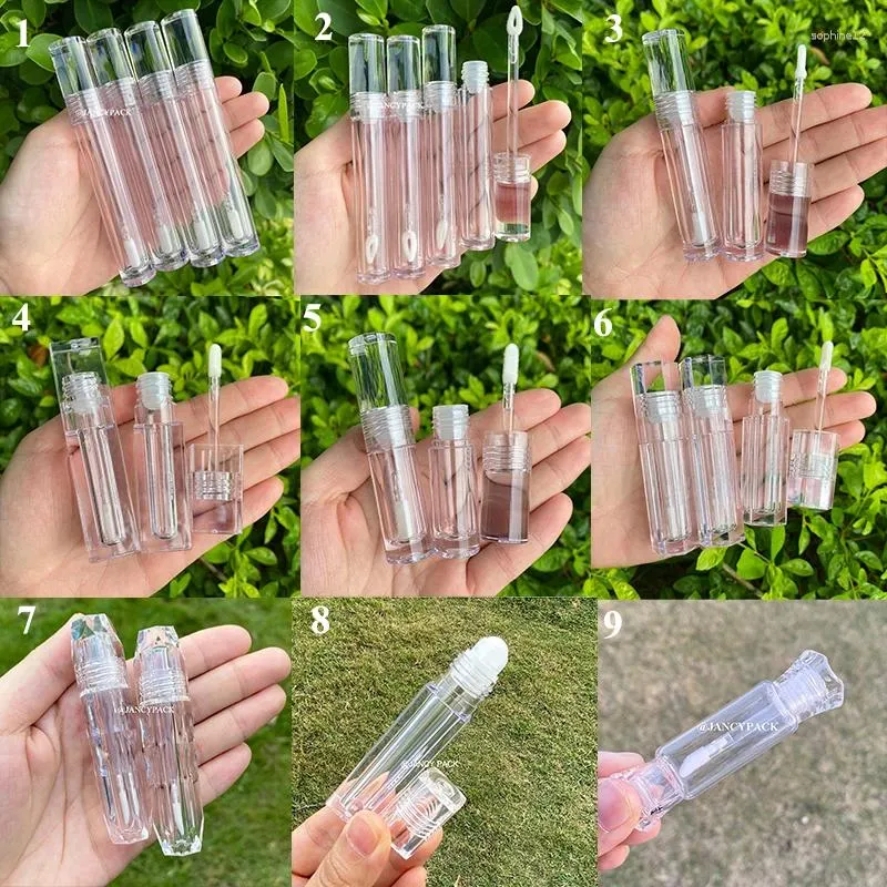 Garrafas de armazenamento Crystal transparente redondo quadrado vazio tubo brilho de brilho