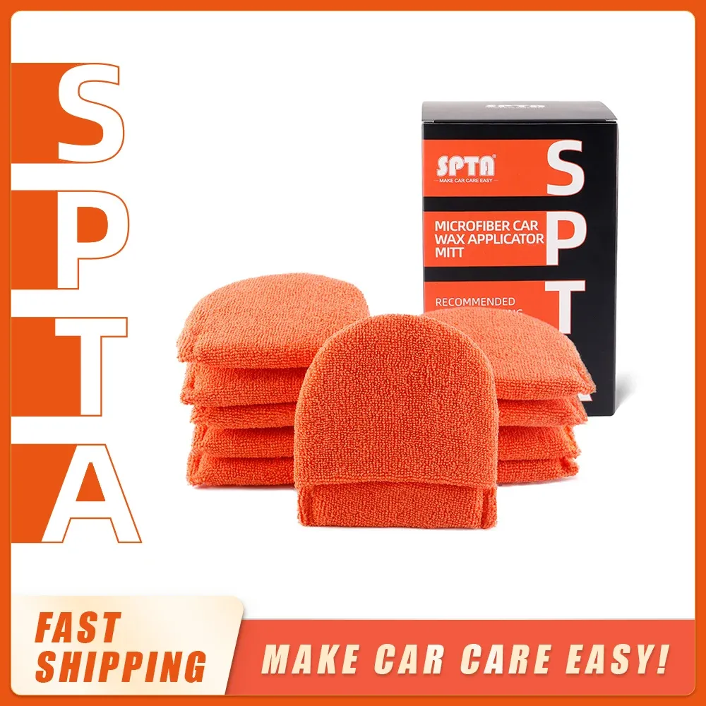 SPTA 10pcs Soft Microfiber Car Wax Applicator Mitts Wax Foam Applicator Pad For Apply and Remove Wax Car Cleaning Pad