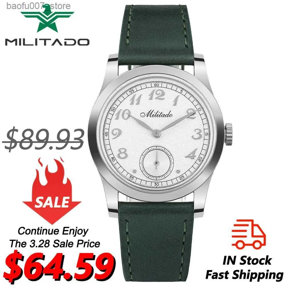 腕時計Militado ML01 Quartz VD78 MENT M防水手首ドームハードアロイクリスタルステンレス鋼ビジネスES