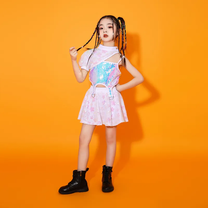 Vêtements hip hop pour enfants à paillettes à paillettes à paille