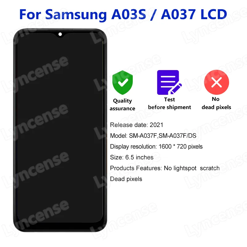 6.5 "För Samsung Galaxy A03S LCD SM-A037F SM-A037M SM-A037G SM-A037U Display Pekskärm Digitizer Assembly Parts M-S134DL