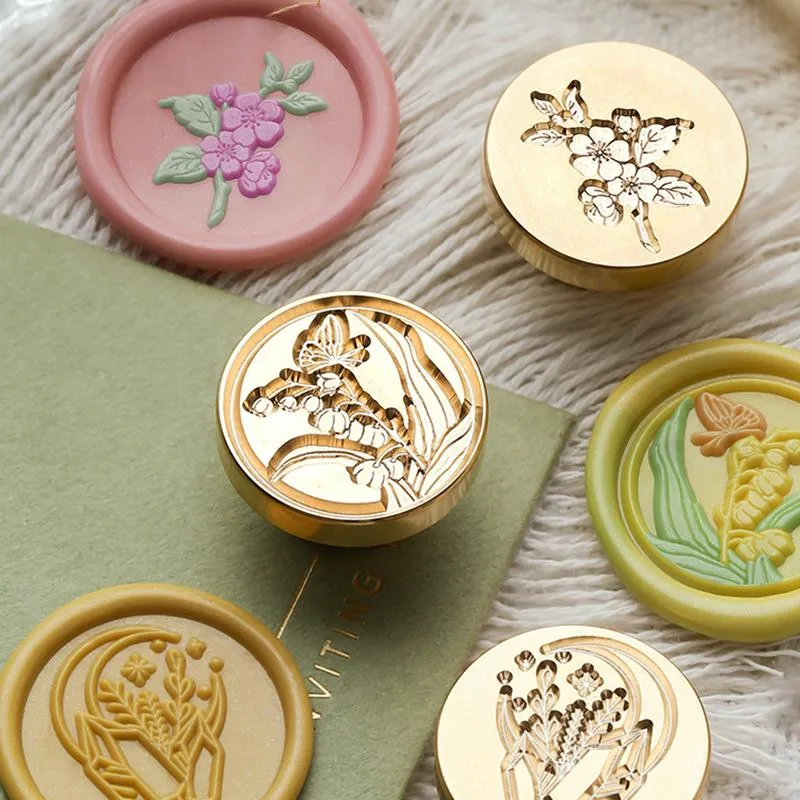 NIEUWE PLANT Design Stamp Seals Wax hoogwaardige koperen gravure afdichtingsmaat 2,5 cm kaarten enveloppen bruiloft uitnodigingen geschenkverpakking