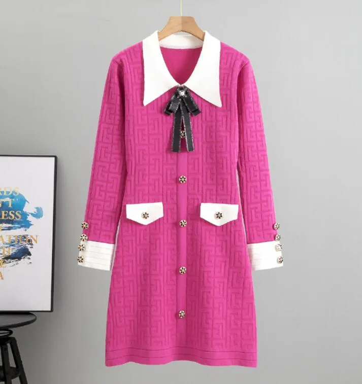 B8086 Robes en tricot de luxe pour femmes Habillement d'été designer à manches longues