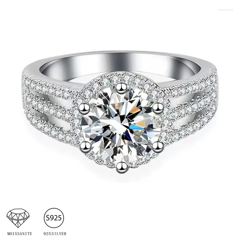 Кластерные кольца 925 Стерлинговое серебряное серебро Моассанит Алмаз 3 Кольцо Стильное нишевое дизайн смысл для подруги предложение подарка на день рождения подарки на день рождения