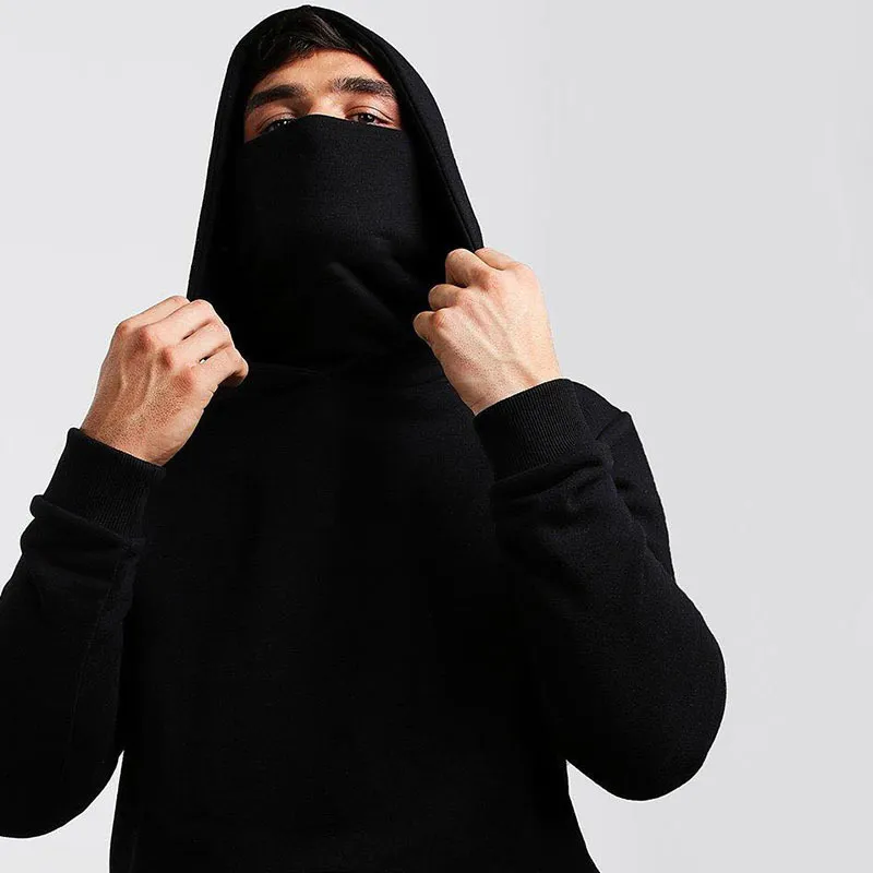 Sleeved masked hoodie sale
