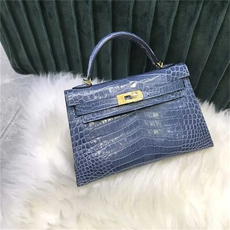 Designer Handbag Crocodile Leather 7a Quality äkta handswen Totes Women Real Wax Line Stitching Fast Delivnnn4
