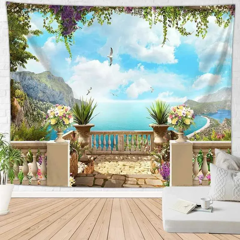 Tapestries Tapestries Vakantie Landschap Patroon Wand Digitaal Digitale Decoratieve stof Poster Doek Slaapkamer Woonkamer Aanpassing R0411