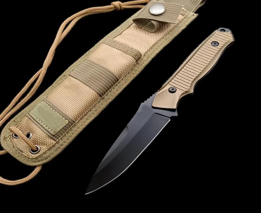 1pcs New Butterfly 140BK Survival Tactical Straight Knife 154CM Black Blade Full Tang Aluminum Alloy Handle With Nylon Sheath6311121
