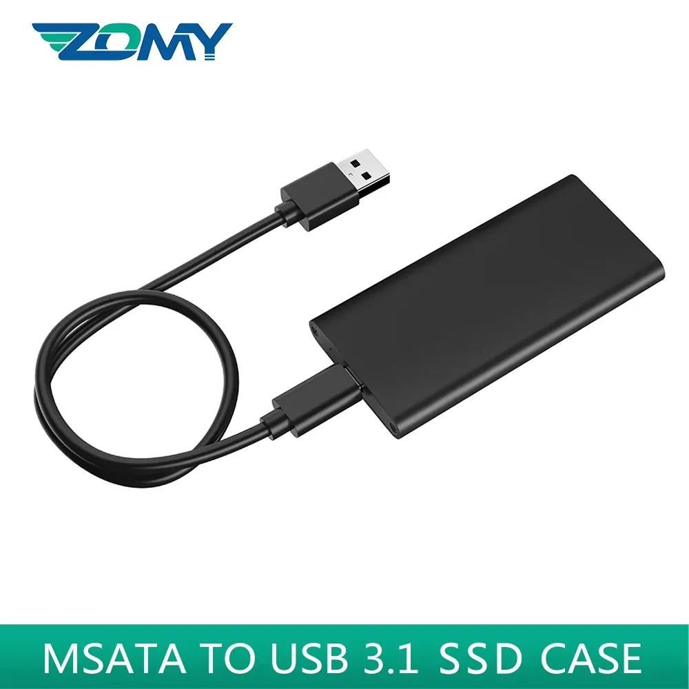 Zomy MSATAをUSB 3.1 Typec SSDケースアルミニウム10GBPS SSDポータブルハードディスクボックス3*3/3*5 MSATAラップトップソリッドステートディスクエンクロージャー