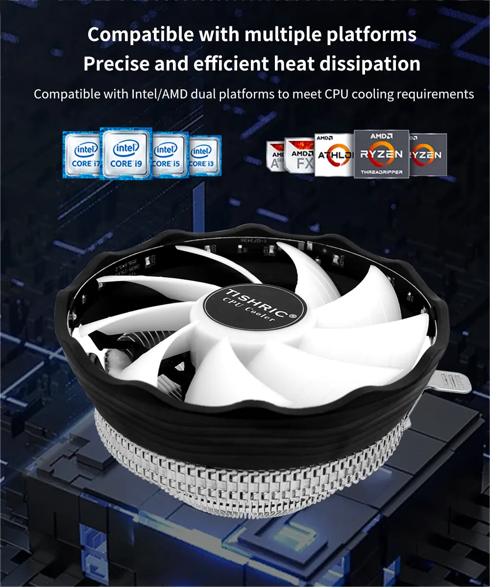 CPU Cooler Cooling Fan 120mm RGB 3Pin PWM Tower Cooler for Intel LGA ...