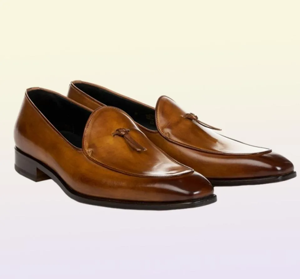 Kleding schoenen mannelijk formeel schoenen mannen loafers octrooi lederen bruine slip op tassel bruiloft feest heren big size 38488380328