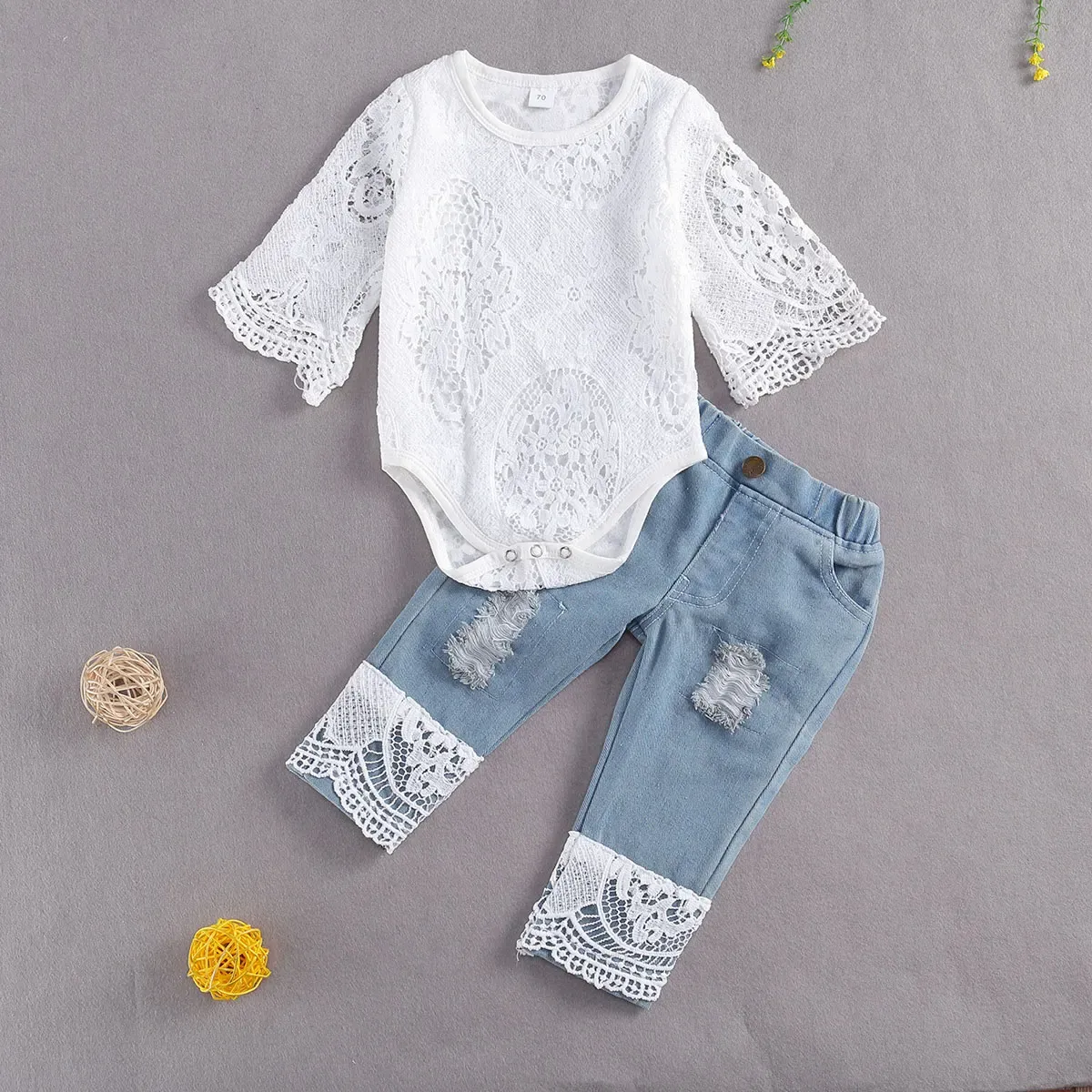 Sets 324m bébé filles vêtements d'été ensemble en dente