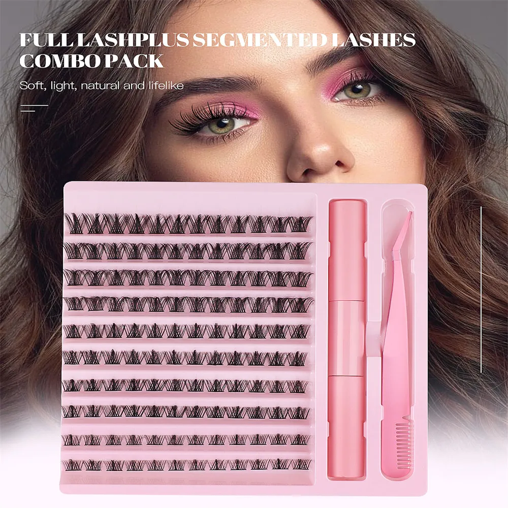 120 kluster 8mm-16mm Full Lashplus Segmenterad tunnband Soft Simulation Persistent Curling Lashs Combo Pack Multi-Scenario Application