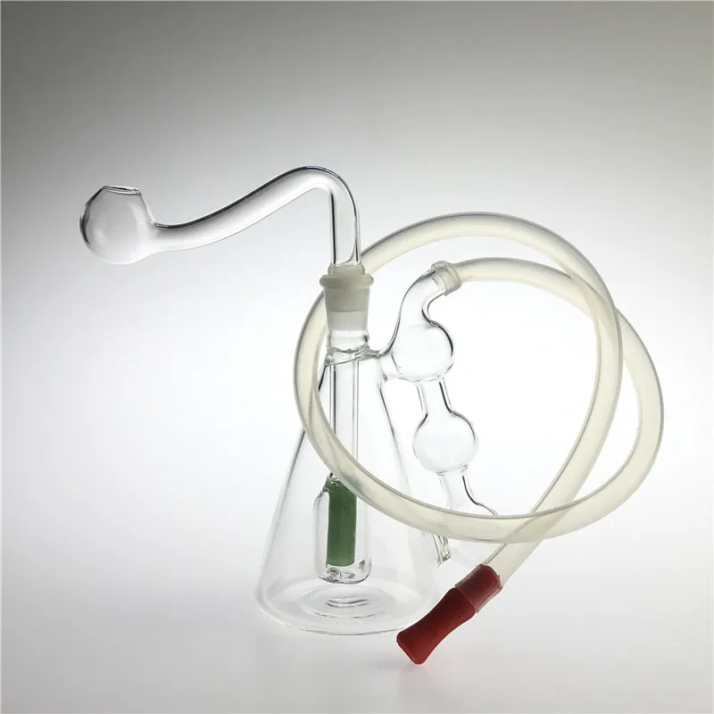 Mini Burner à huile Bong Pipes fumeurs avec 3,7 pouces Filtre de verre triangulaire coloré 2 PCS BULLEUR D'HUILE PIPE SILICONE TUBE BOULE