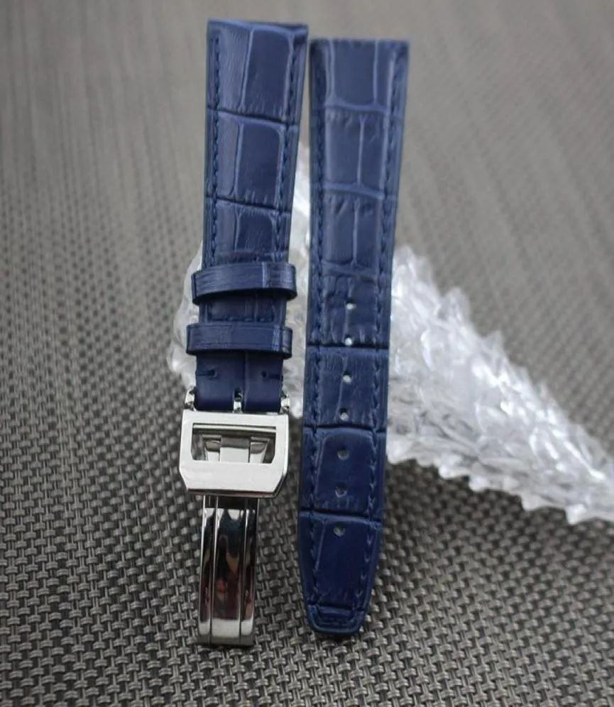 Leather Watch Straps Blue Watch Band with Spring Bar for IWC 8466018