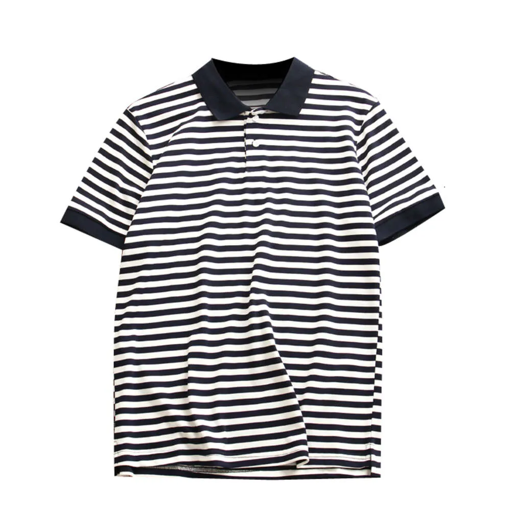 Shuang Sha Zhu Di Cool and Breatble Sea Soul T-shirt Spring/Summer Men's Fashion Casual Stripe Short Sleeved Polo Shirt Trendy