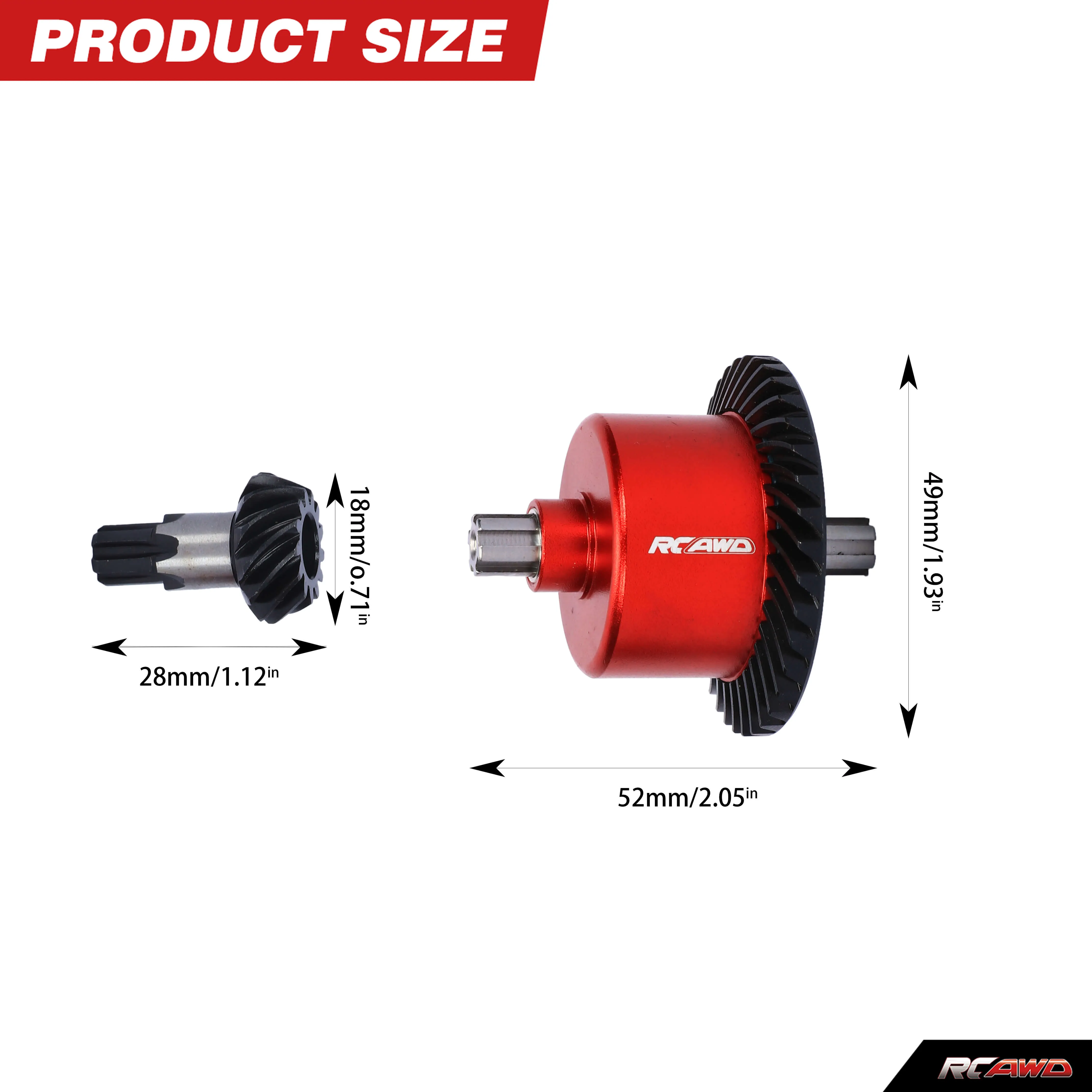 thumbnail image 2 of Aluminum Differential Case + Spur Gear + Pinion For Arrma Vorteks 3s BLX – Red, GMX, 1/8 1/10 Scale 2 of 4