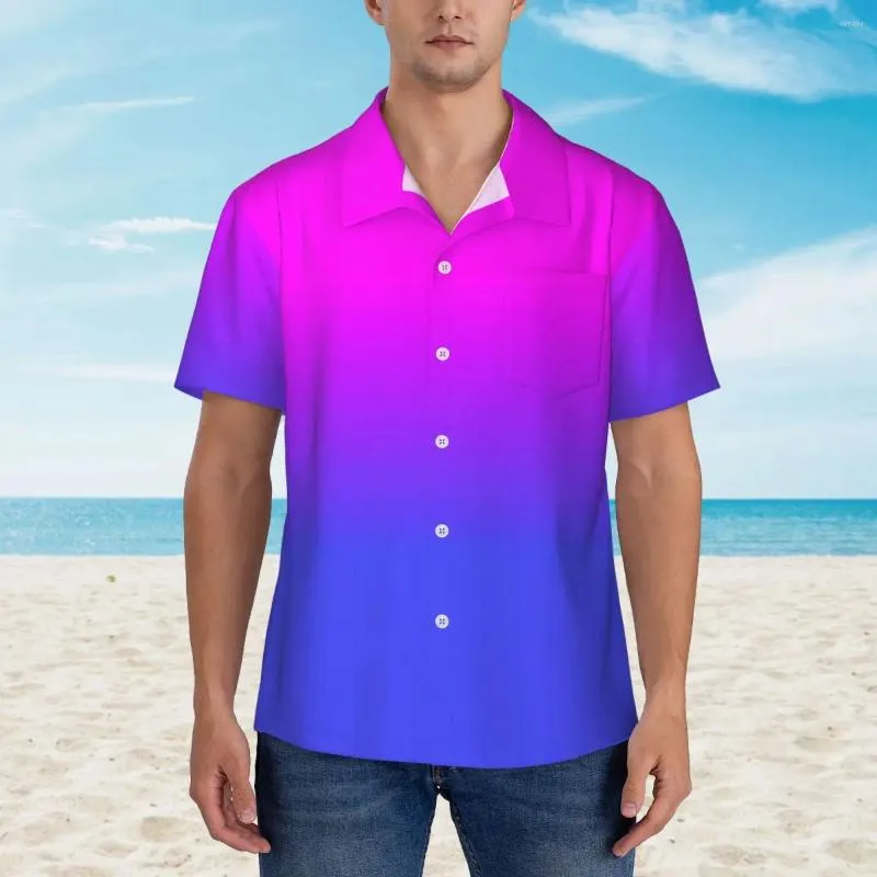 Camicie casual da uomo camicia neon blu e eleganti eleganti estate eleganti maniche corte spiaggia harajuku graphic oversize