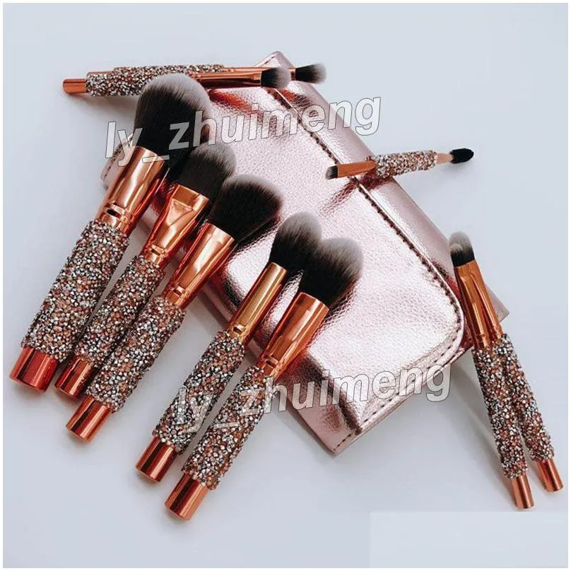 Makeup Brushes Diamondstudded brush 10pcs set Foundation Powder Brushes Eyeshadow Contour Concealer Blush Eyeliner Brow Cosmetic