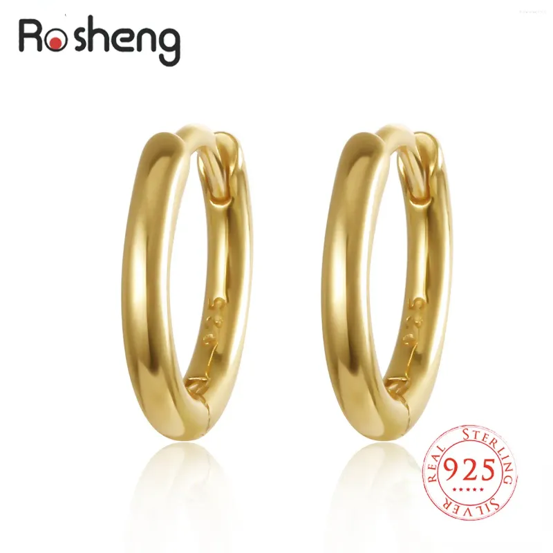 Hoop Earrings 925 Sterling Silver Simple Gold Color Small Circle For Women Birthday Noble Jewelry Gift Stack-able