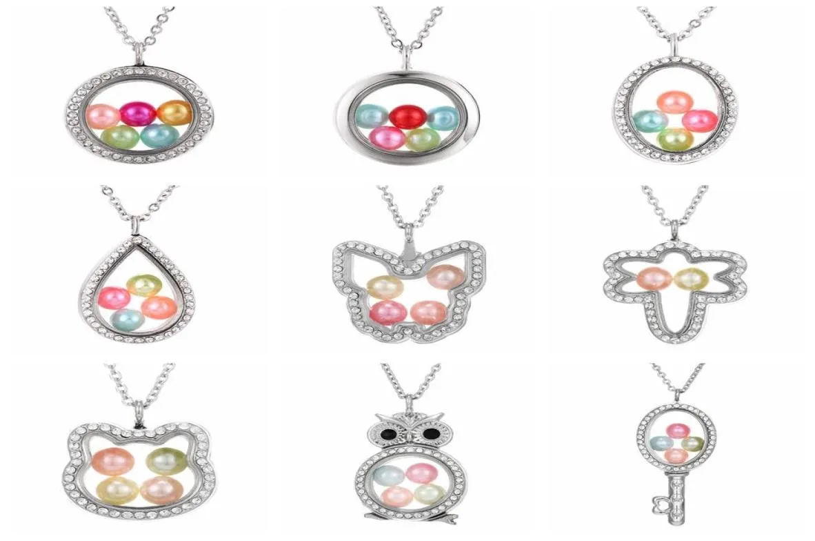 Colar de Mulher Mulher Owl de Elefante Contas de Memória Vidro Colar Pingente de Pingente Flutuante de Vidro Charms de Gestão Pearl Charms LJJTA11875322147