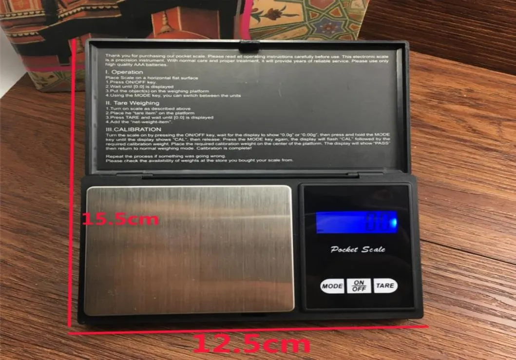 200g x 001g tamanho de bolso preto LCD eletrônico LCD Digital Pessoal escala de jóias de precisão Diamante Balanço de ouro Scales3712993